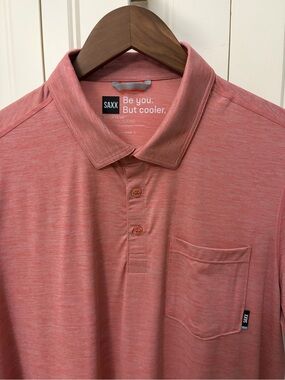 SAXX Drop Temp - Men's Coral Polo Shirt with Pocket